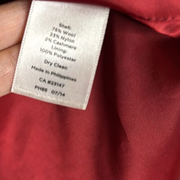 Talbots ladies maroon button up wool cashmere trench pea Coat size 8 - Picture 6 of 11